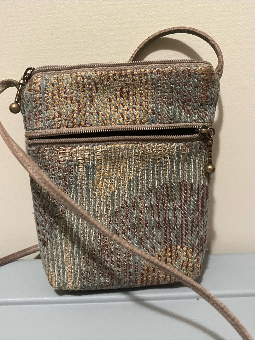 Women’s Maruca Small Abstract Crossbody Bag Brown Blue Beige Zip